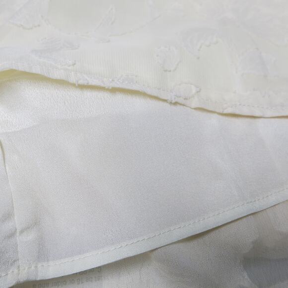 FLORAL OVERLAY Top Flutter Sleeves Size L Women Short Sleeve Lined Cream Boho - Picture 9 of 11